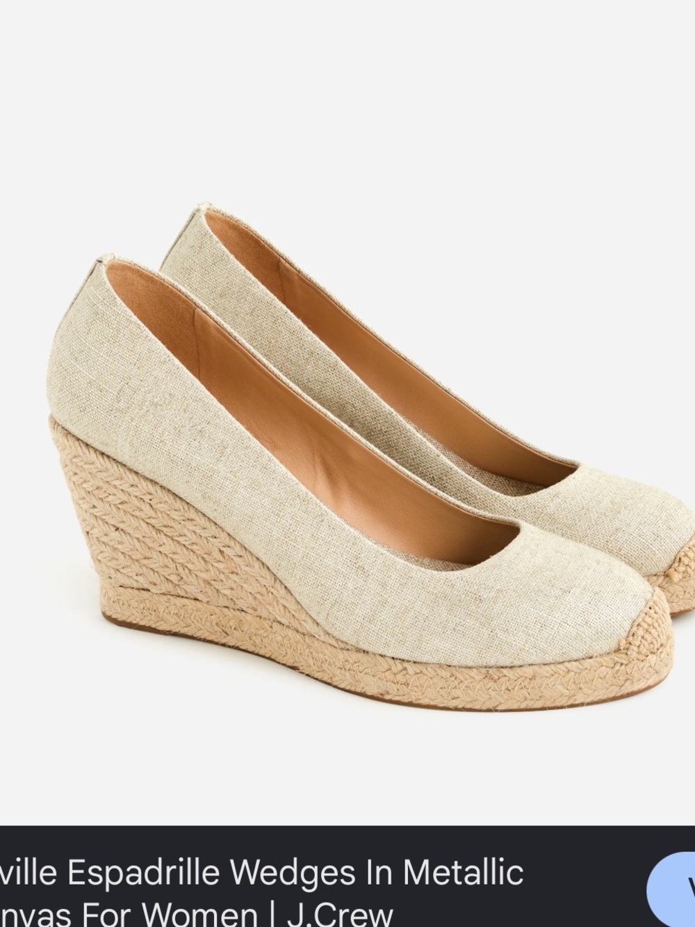J. Crew Beige Canvas Espadrille Wedge slides